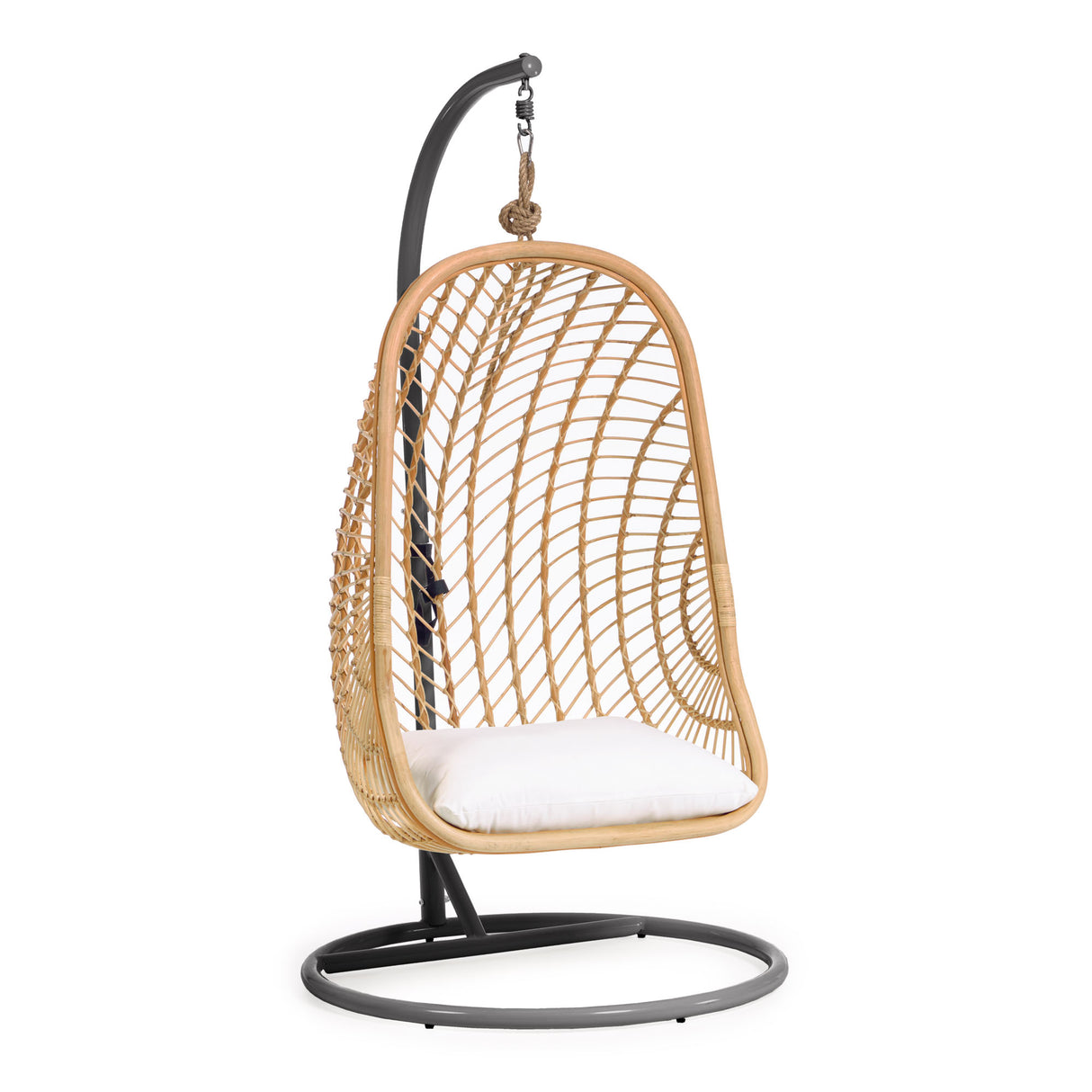 Hängesessel Ekaterina aus Rattan mit Standfuß in Dunkelgrau - ZEN ZONE Furniture