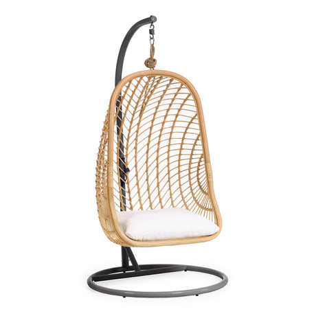 Hängesessel Ekaterina aus Rattan mit Standfuß in Dunkelgrau - ZEN ZONE Furniture