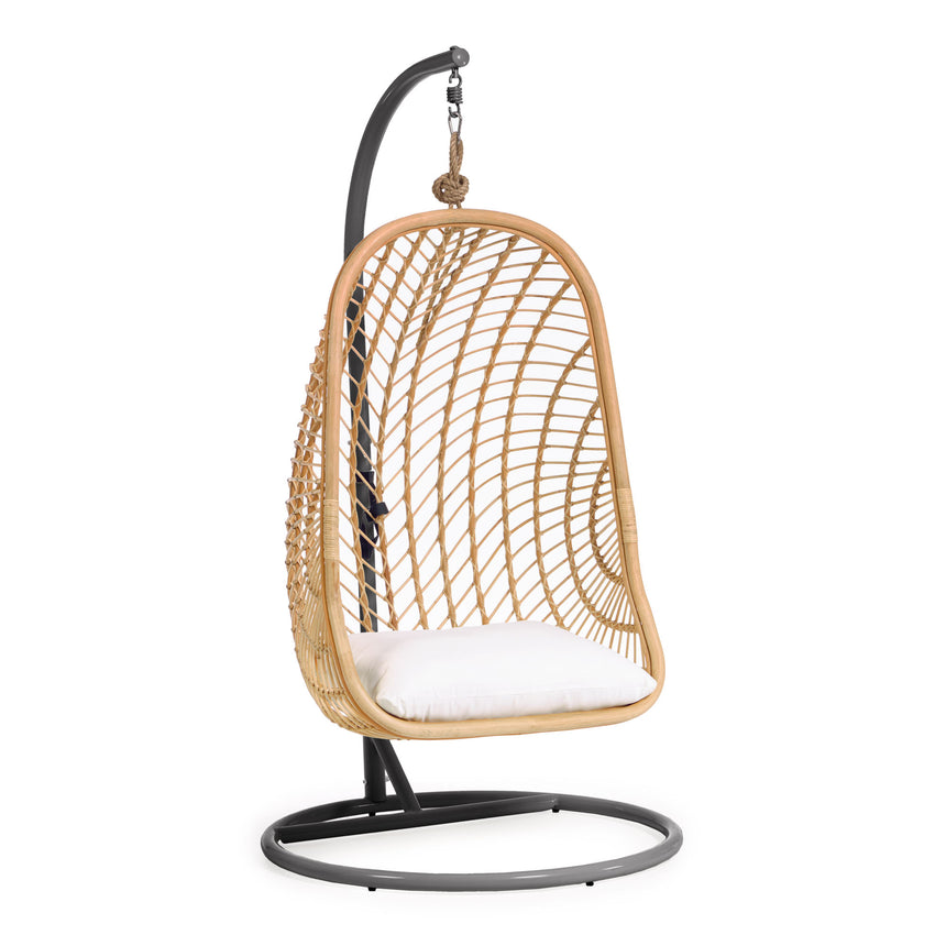 Hängesessel Ekaterina aus Rattan mit Standfuß in Dunkelgrau - ZEN ZONE Furniture