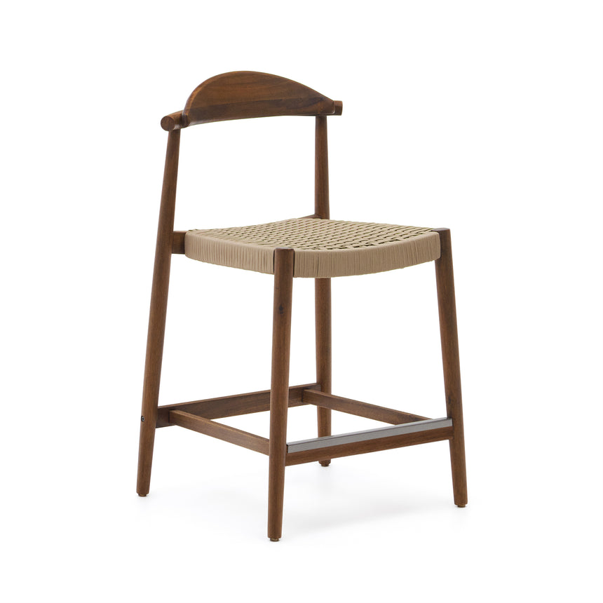 Nina Hocker massives Akazienholz nussbaumfarbenes Finish Seil beige Höhe 62 cm FSC 100% - ZEN ZONE Furniture
