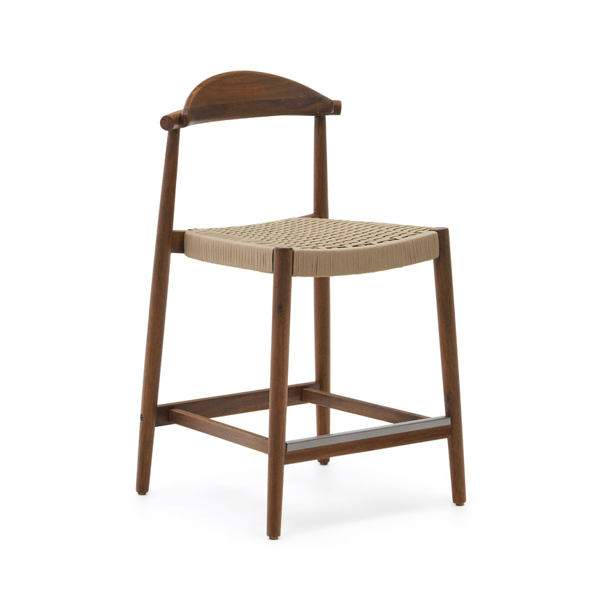 Nina Hocker massives Akazienholz nussbaumfarbenes Finish Seil beige Höhe 62 cm FSC 100% - ZEN ZONE Furniture