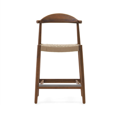 Nina Hocker massives Akazienholz nussbaumfarbenes Finish Seil beige Höhe 62 cm FSC 100% - ZEN ZONE Furniture