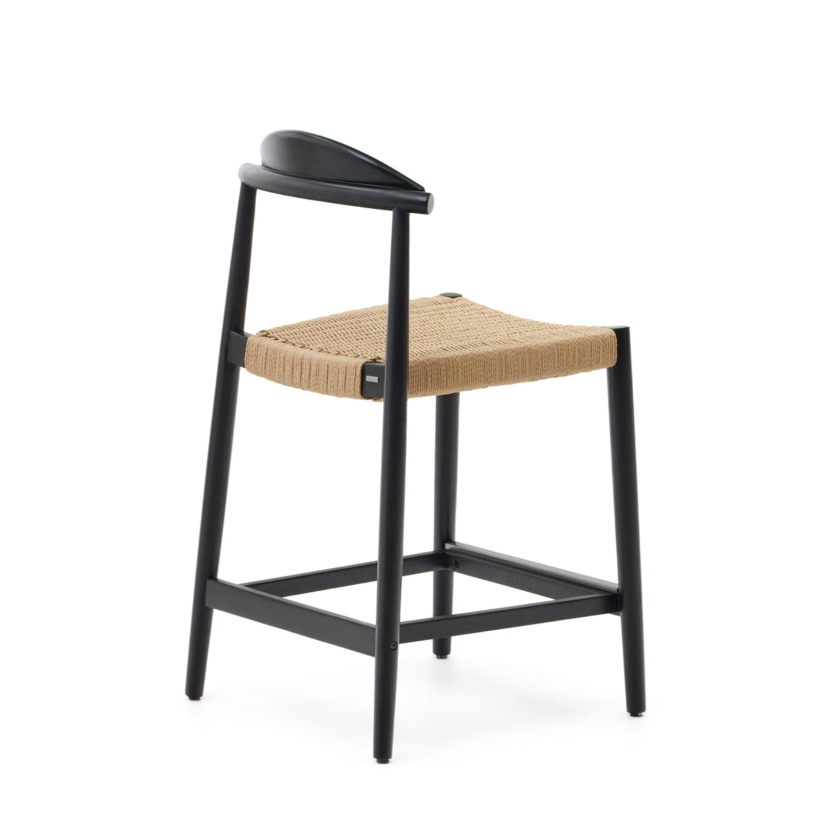 Nina Hocker aus massivem Akazienholz schwarzes Finish und Seil beige Höhe 62 cm FSC 100% - ZEN ZONE Furniture