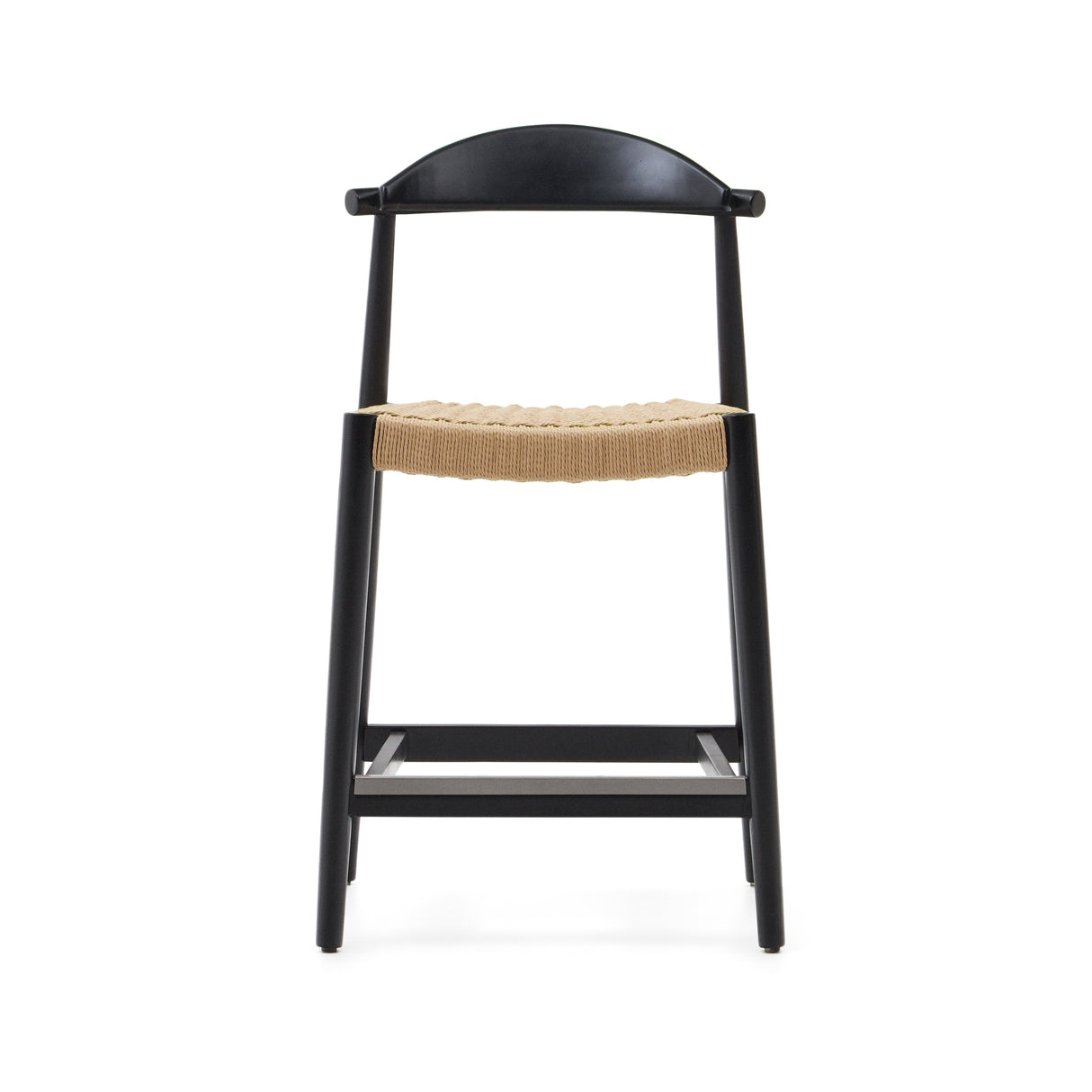 Nina Hocker aus massivem Akazienholz schwarzes Finish und Seil beige Höhe 62 cm FSC 100% - ZEN ZONE Furniture