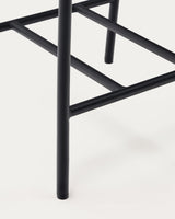 Algueret Hocker aus massivem Eukalyptusholz, Naturfinish, schwarzes Aluminium, 65 cm, FSC 100% - ZEN ZONE Furniture