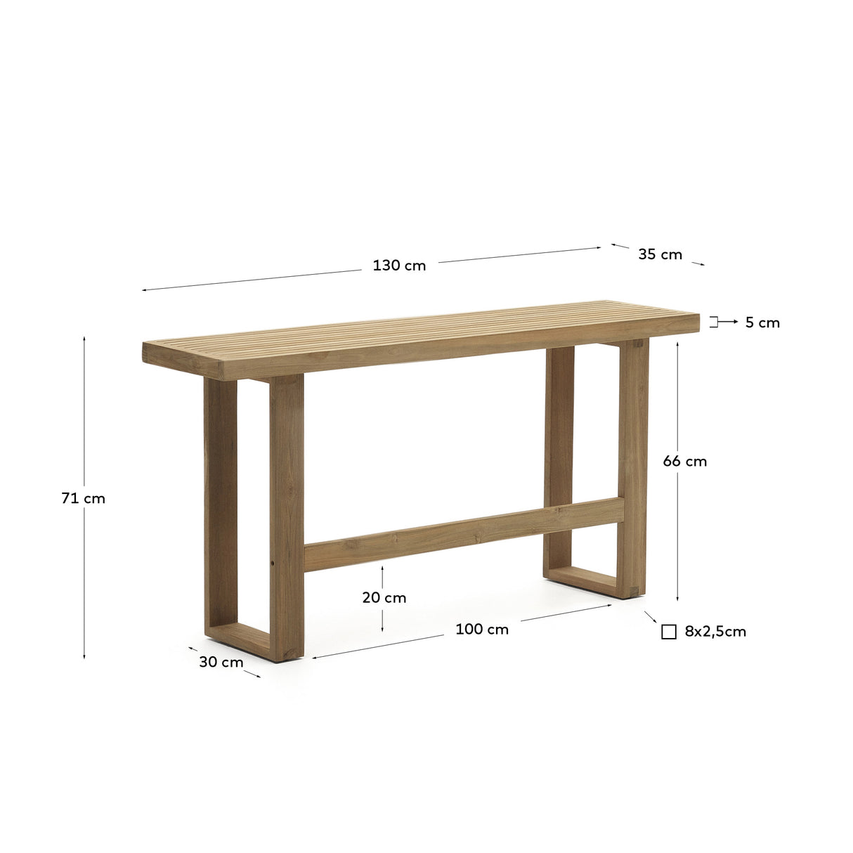 Canadell hohe Bank 100% outdoor aus massivem recyceltem Teakholz 130 cm - ZEN ZONE Furniture