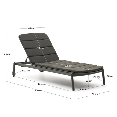 Marcona Sonnenliege für den Außenbereich aus Aluminium mit schwarzer Lackierung. - ZEN ZONE Furniture