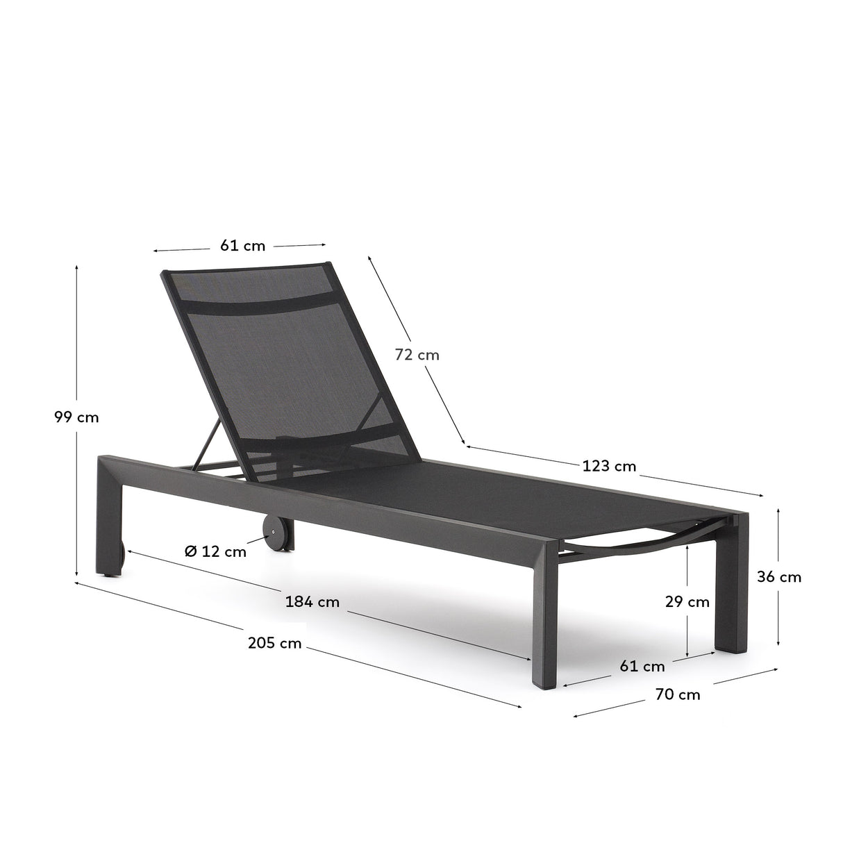 Canutells Aluminium Liegestuhl mit schwarzem Finish - ZEN ZONE Furniture