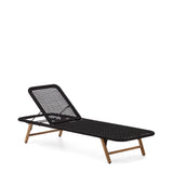 Dandara Sonnenliege mit Stahlstruktur, schwarzem Flechtwerk und Füßen aus massivem Akazien - ZEN ZONE Furniture