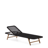 Dandara Sonnenliege mit Stahlstruktur, schwarzem Flechtwerk und Füßen aus massivem Akazien - ZEN ZONE Furniture