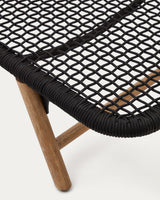 Dandara Sonnenliege mit Stahlstruktur, schwarzem Flechtwerk und Füßen aus massivem Akazien - ZEN ZONE Furniture