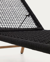 Dandara Sonnenliege mit Stahlstruktur, schwarzem Flechtwerk und Füßen aus massivem Akazien - ZEN ZONE Furniture
