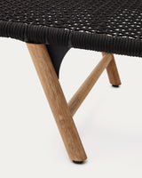 Dandara Sonnenliege mit Stahlstruktur, schwarzem Flechtwerk und Füßen aus massivem Akazien - ZEN ZONE Furniture