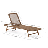 Dandara Sonnenliege mit Stahlstruktur, beigem Flechtwerk und Füßen aus massivem Akazienhol - ZEN ZONE Furniture
