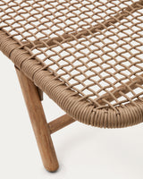 Dandara Sonnenliege mit Stahlstruktur, beigem Flechtwerk und Füßen aus massivem Akazienhol - ZEN ZONE Furniture