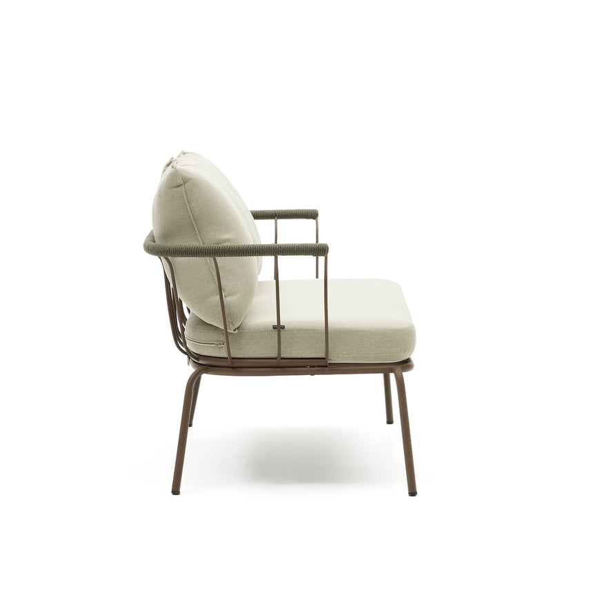 Salguer 2-Sitzer-Sofa aus grünem Seil und Stahl in Braun 134 cm - ZEN ZONE Furniture