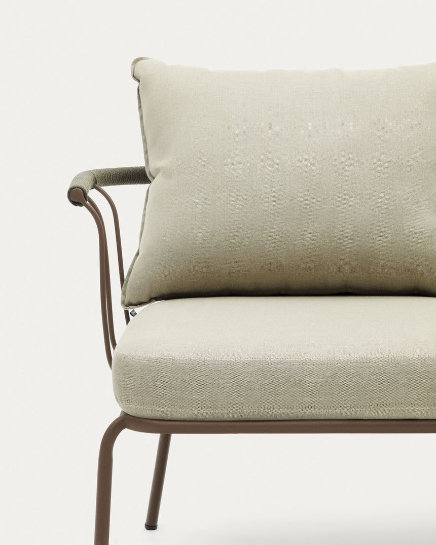 Salguer 2-Sitzer-Sofa aus grünem Seil und Stahl in Braun 134 cm - ZEN ZONE Furniture