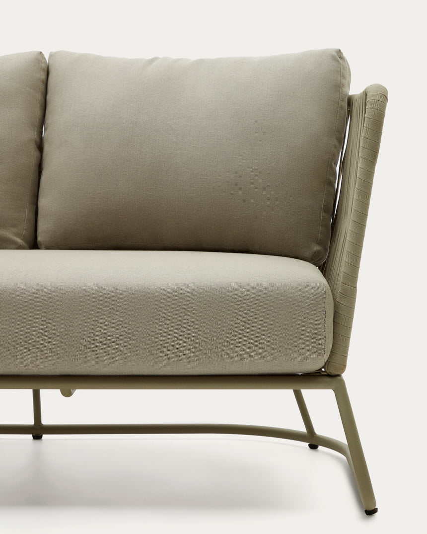 Sacona 3-Sitzer-Sofa für den Außenbereich mit Flechtwerk und verzinktem Stahl, grün, 192 cm - ZEN ZONE Furniture