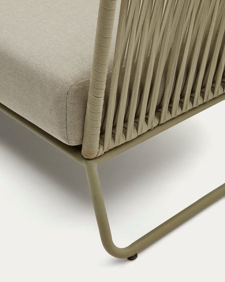 Sacona 3-Sitzer-Sofa für den Außenbereich mit Flechtwerk und verzinktem Stahl, grün, 192 cm - ZEN ZONE Furniture
