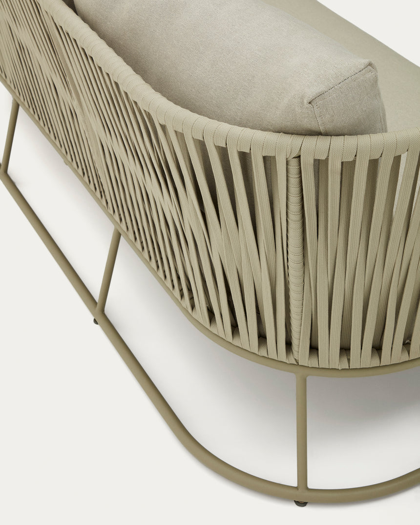 Sacona 3-Sitzer-Sofa für den Außenbereich mit Flechtwerk und verzinktem Stahl, grün, 192 cm - ZEN ZONE Furniture