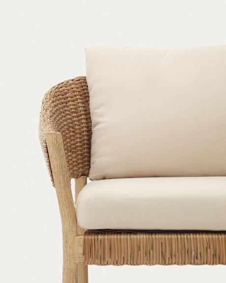 Pola stapelbares Set 2-Sitzer-Sofa + 2 Sesseln massiver Eukalyptus Kunstrattan 100% FSC - ZEN ZONE Furniture