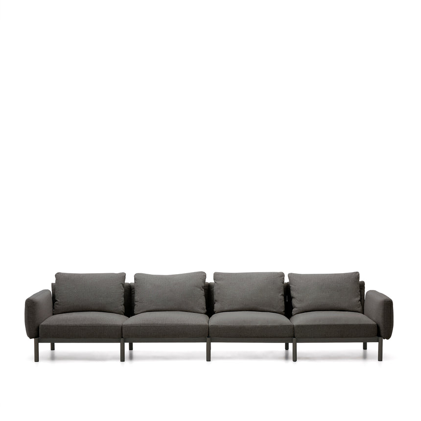 Modulares 4-Sitzer-Sofa für den Außenbereich Sorells aus Aluminium in grauer Ausführung 314 cm - ZEN ZONE Furniture