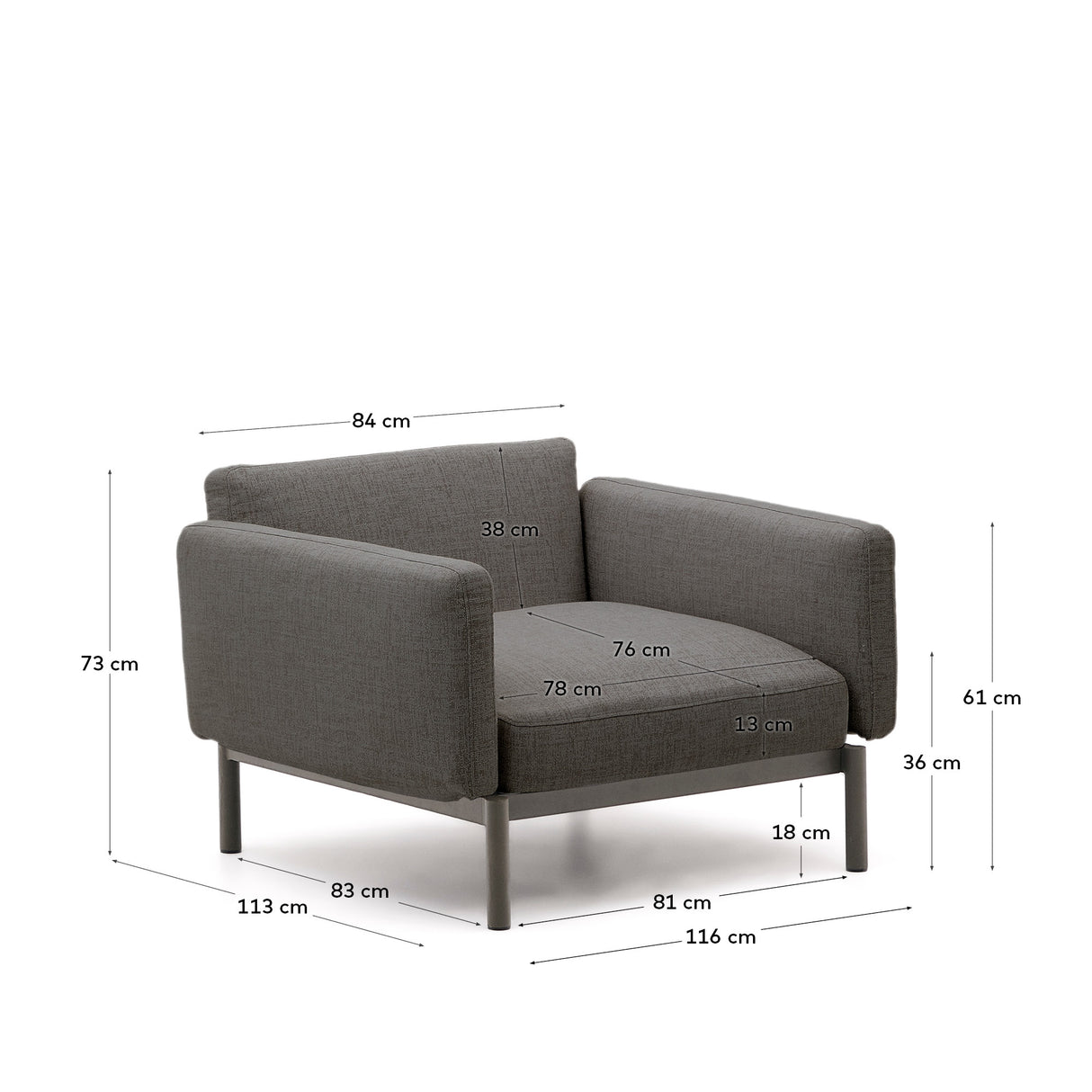 Modularer Outdoor-Sessel Sorells aus Aluminium in grauer Ausführung - ZEN ZONE Furniture
