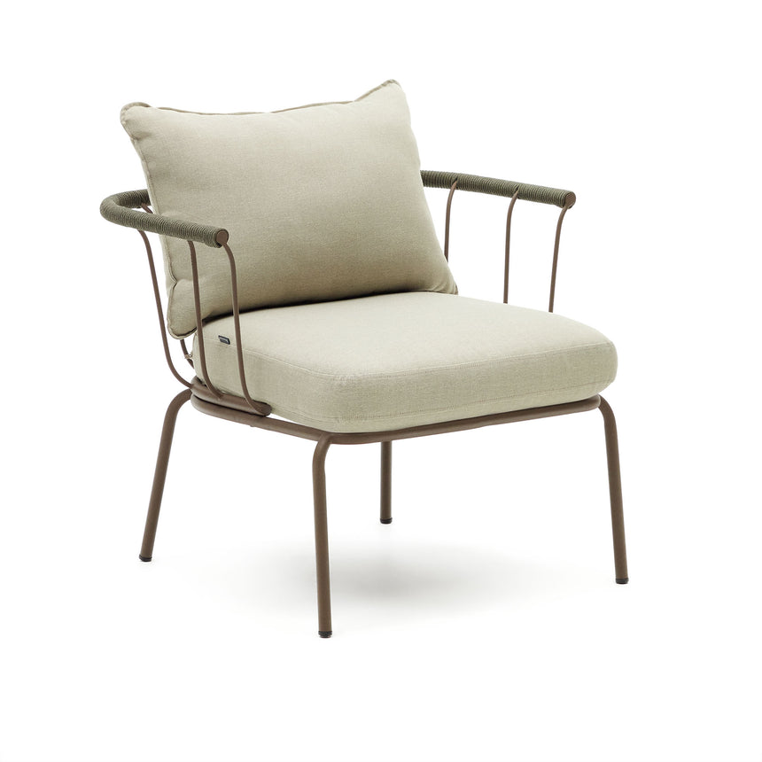 Salguer Sessel aus grünem Seil und Stahl in Braun - ZEN ZONE Furniture