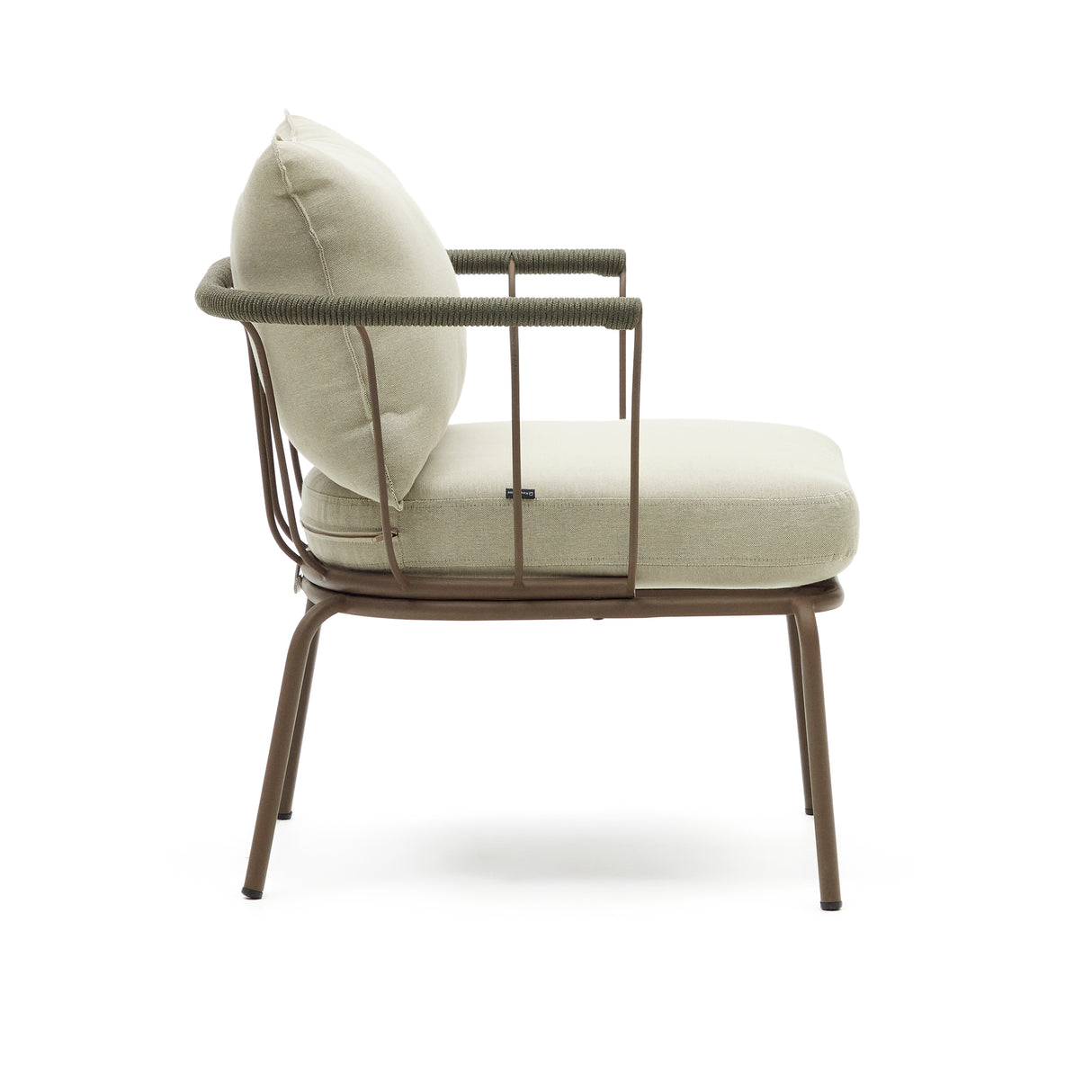 Salguer Sessel aus grünem Seil und Stahl in Braun - ZEN ZONE Furniture