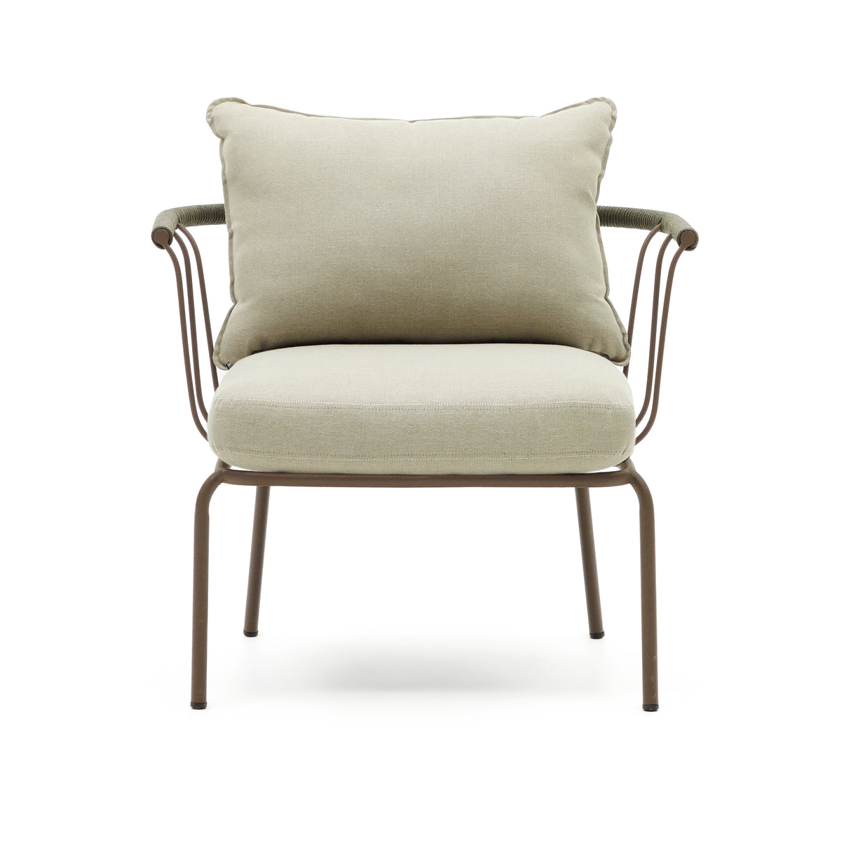 Salguer Sessel aus grünem Seil und Stahl in Braun - ZEN ZONE Furniture