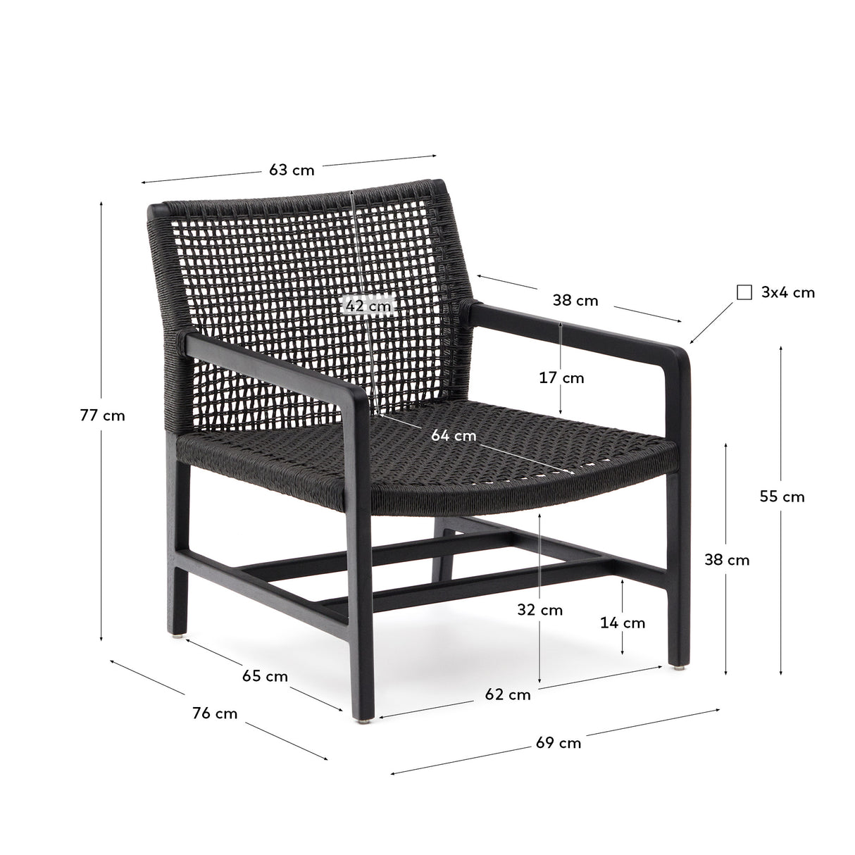 Sabolla Sessel aus massivem Teakholz mit schwarzem Finish - ZEN ZONE Furniture