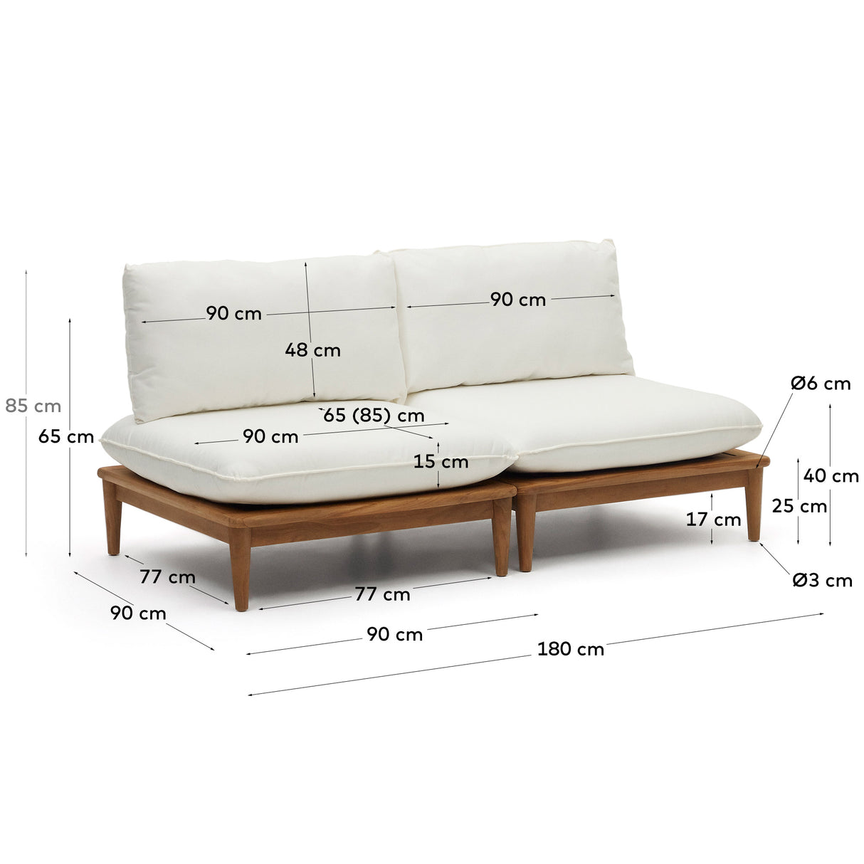 Portitxol Set aus 2 modularen Sesseln aus massivem Teakholz - ZEN ZONE Furniture