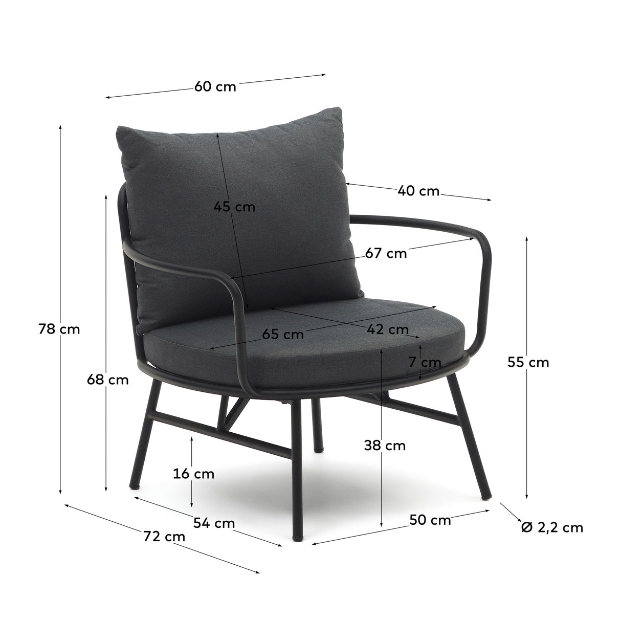 Bramant Sessel aus Stahl mit schwarzem Finish - ZEN ZONE Furniture