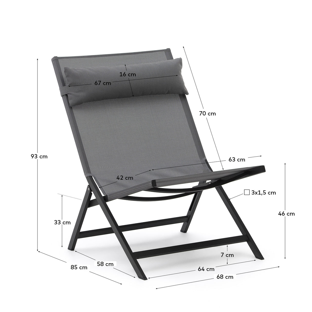 Canutells Klappstuhl aus Aluminium mit dunkelgrauem Finish - ZEN ZONE Furniture