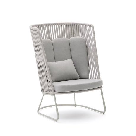 Outdoor-Sessel mit hoher Rückenlehne Saconca aus Seil und grau verzinktem Stahl - ZEN ZONE Furniture