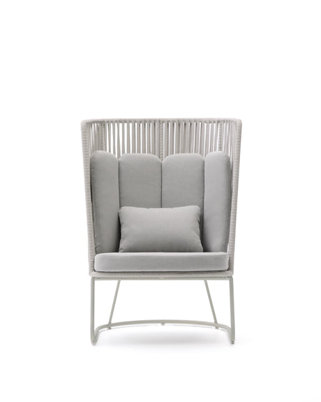 Outdoor-Sessel mit hoher Rückenlehne Saconca aus Seil und grau verzinktem Stahl - ZEN ZONE Furniture