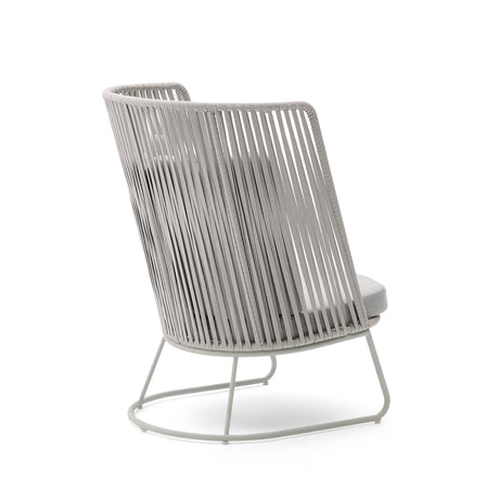 Outdoor-Sessel mit hoher Rückenlehne Saconca aus Seil und grau verzinktem Stahl - ZEN ZONE Furniture