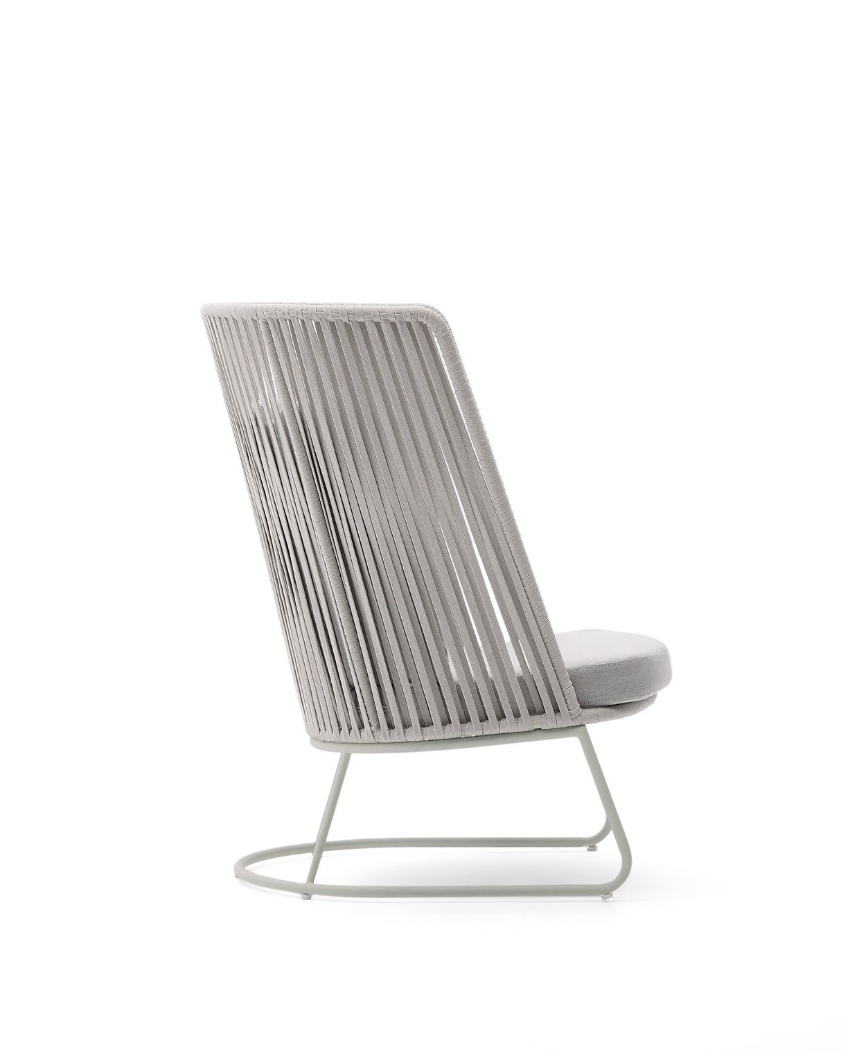 Outdoor-Sessel mit hoher Rückenlehne Saconca aus Seil und grau verzinktem Stahl