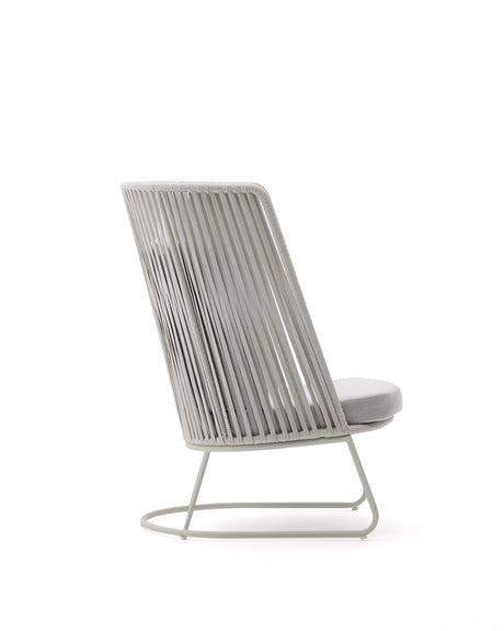 Outdoor-Sessel mit hoher Rückenlehne Saconca aus Seil und grau verzinktem Stahl - ZEN ZONE Furniture