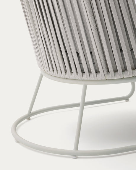 Outdoor-Sessel mit hoher Rückenlehne Saconca aus Seil und grau verzinktem Stahl - ZEN ZONE Furniture