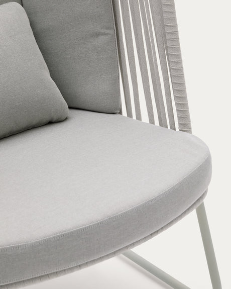 Outdoor-Sessel mit hoher Rückenlehne Saconca aus Seil und grau verzinktem Stahl - ZEN ZONE Furniture