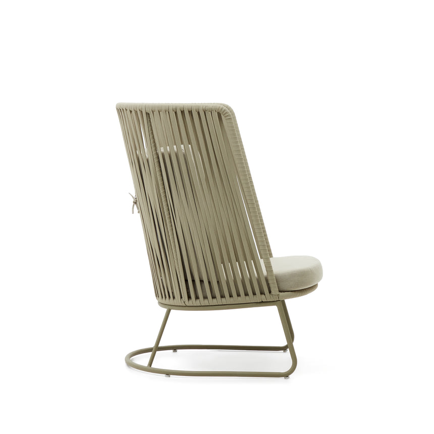 Sacona Sessel mit hoher Rückenlehne für den Außenbereich mit Flechtwerk und verzinktem Stahl, grün - ZEN ZONE Furniture