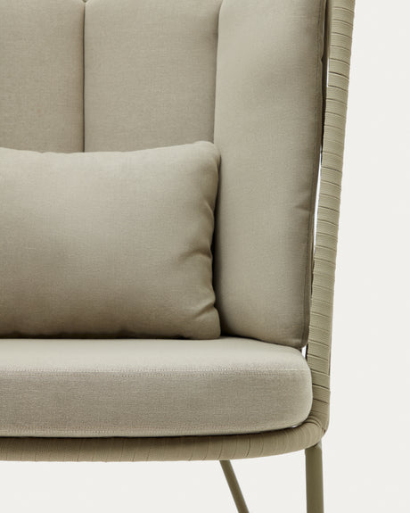 Sacona Sessel mit hoher Rückenlehne für den Außenbereich mit Flechtwerk und verzinktem Stahl, grün - ZEN ZONE Furniture