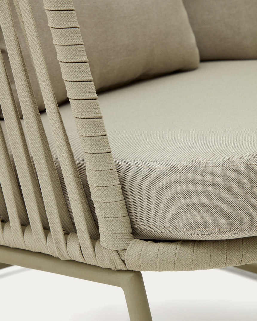 Sacona Sessel mit hoher Rückenlehne für den Außenbereich mit Flechtwerk und verzinktem Stahl, grün - ZEN ZONE Furniture