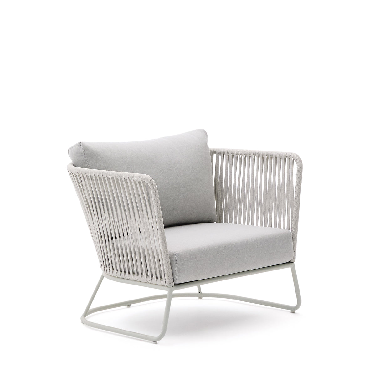 Outdoor-Sessel Saconca aus Seil und grau verzinktem Stahl