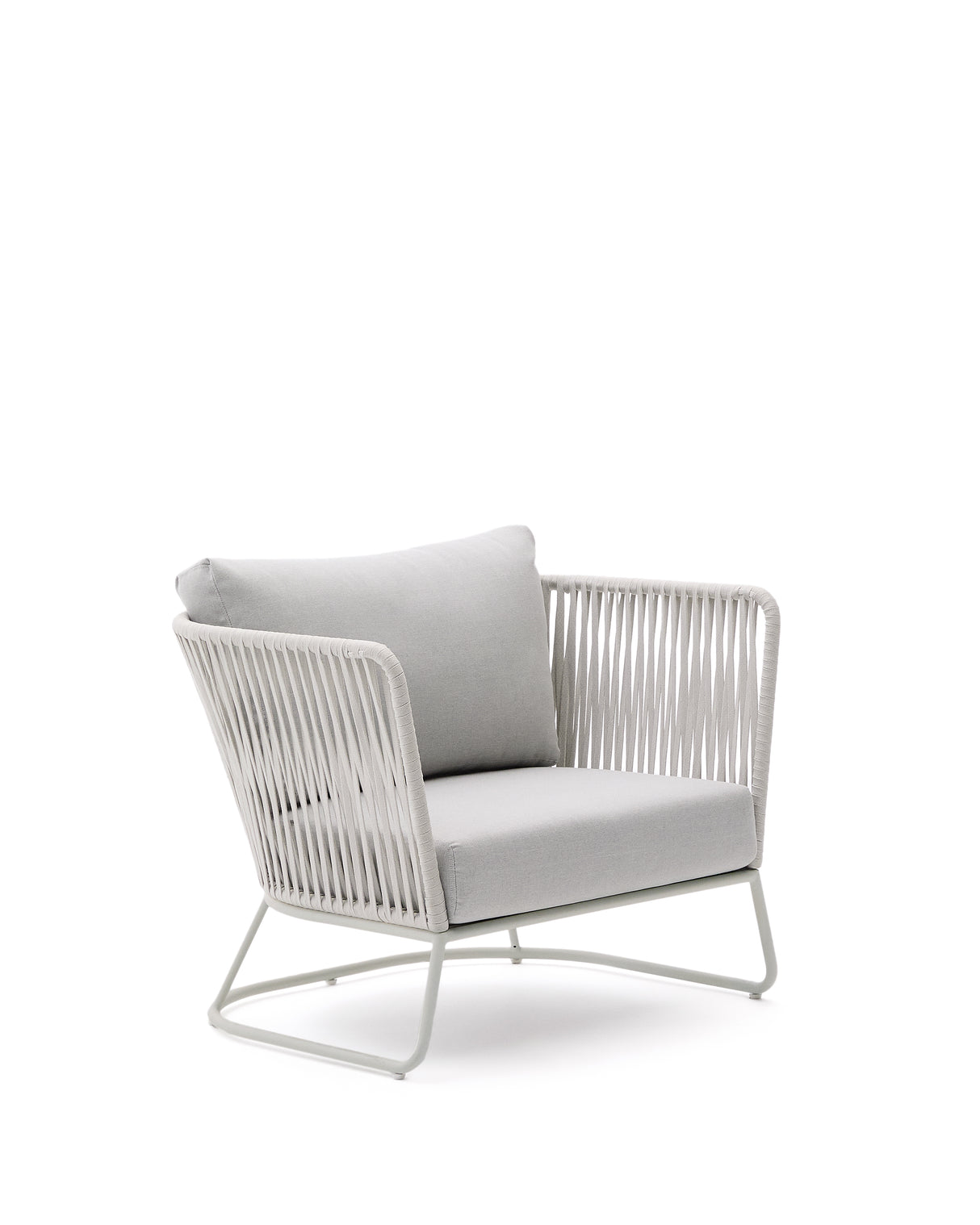 Outdoor-Sessel Saconca aus Seil und grau verzinktem Stahl