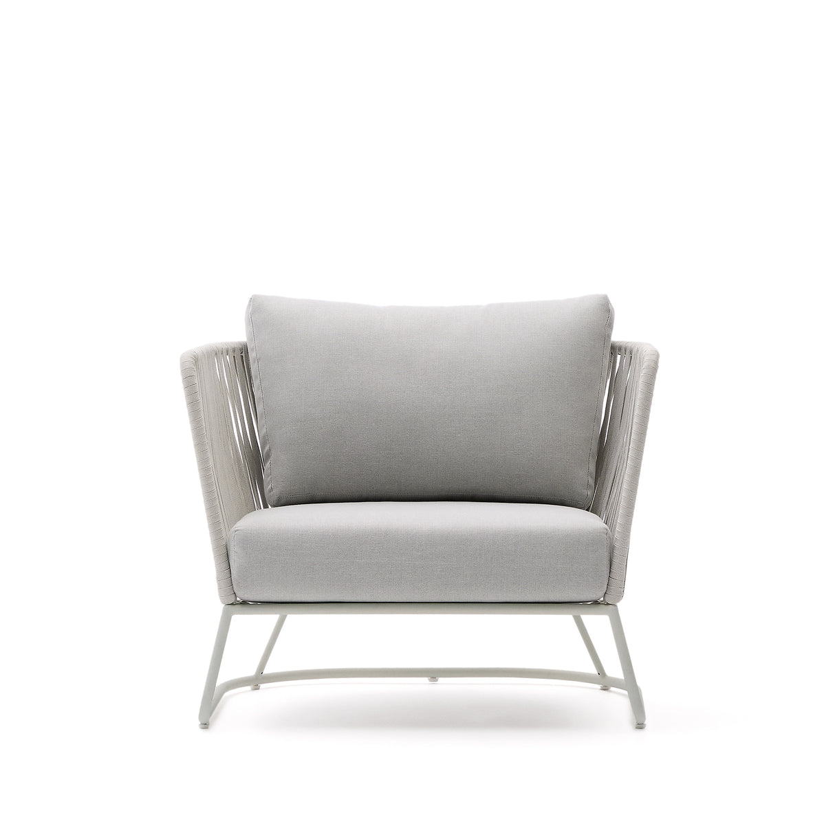 Outdoor-Sessel Saconca aus Seil und grau verzinktem Stahl
