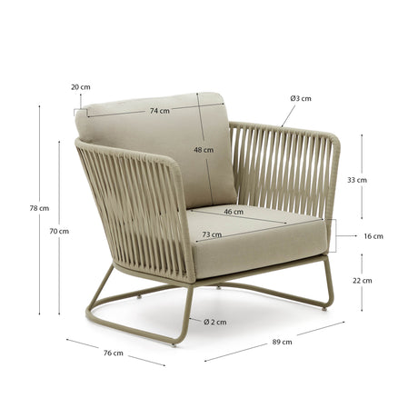 Sacona Sessel für den Außenbereich mit Flechtwerk und verzinktem Stahl, geige - ZEN ZONE Furniture