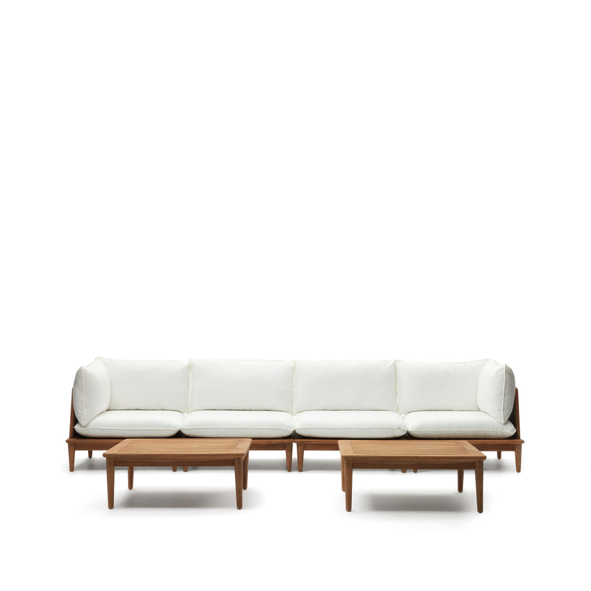 Portitxol modulares Set 2 Ecksessel, 2 Sessel und 2 Couchtische aus massivem Teakholz - ZEN ZONE Furniture