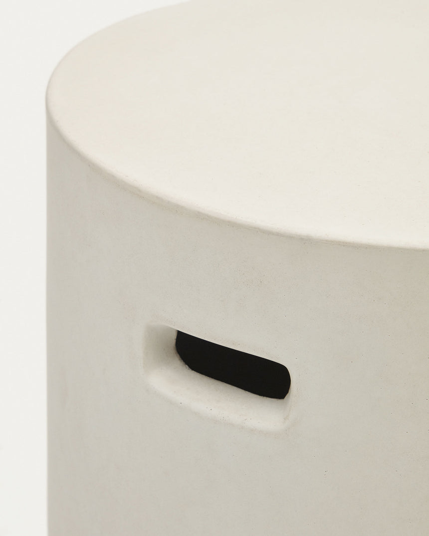 Aiguablava Pouf aus Zement in Weiß Ø 37 cm - ZEN ZONE Furniture
